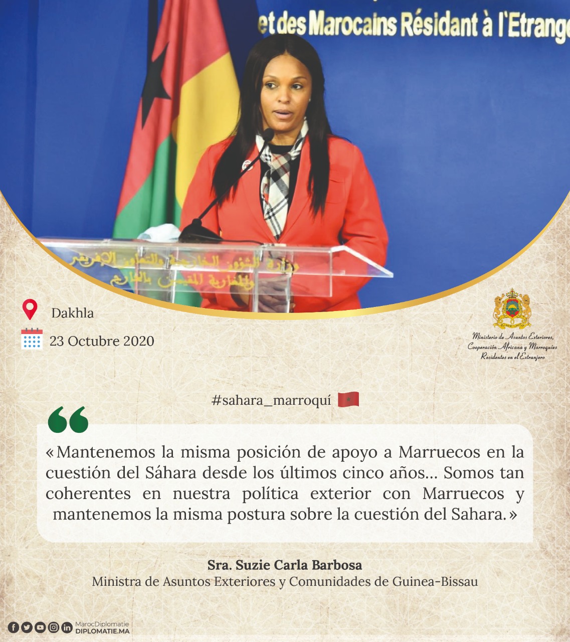 Declaración de la Sra. Suzie Carla Barbosa, Ministra de Asuntos Exteriores y Comunidades de Guinea-Bissau